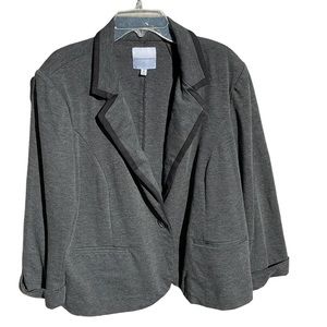 Catherine Malandrino Sz XL Blazer Jacket Gray Padded Button 2 Pockets